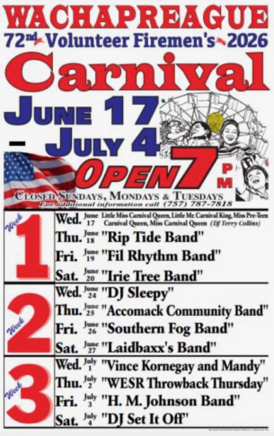2026 Carnival Schedule